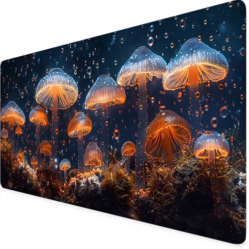 Medusa Alfombrilla Ratón XXL 700x300x3mm, Amarillo Alfombrilla Escritorio con Base Antideslizante Bordes Cosidos, Impermeable Duradera Mouse Pad Gaming, Protector Escritorio, Oficina Accesorios 6q-95