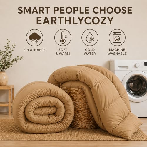 Image of Luxury Hotel Collection Cotton Comforter | All-Season Lightweight Quilt for Hot Sleepers | Plush, Breathable & Box-Stitched (Twin /Twin XL) Dark Ivory