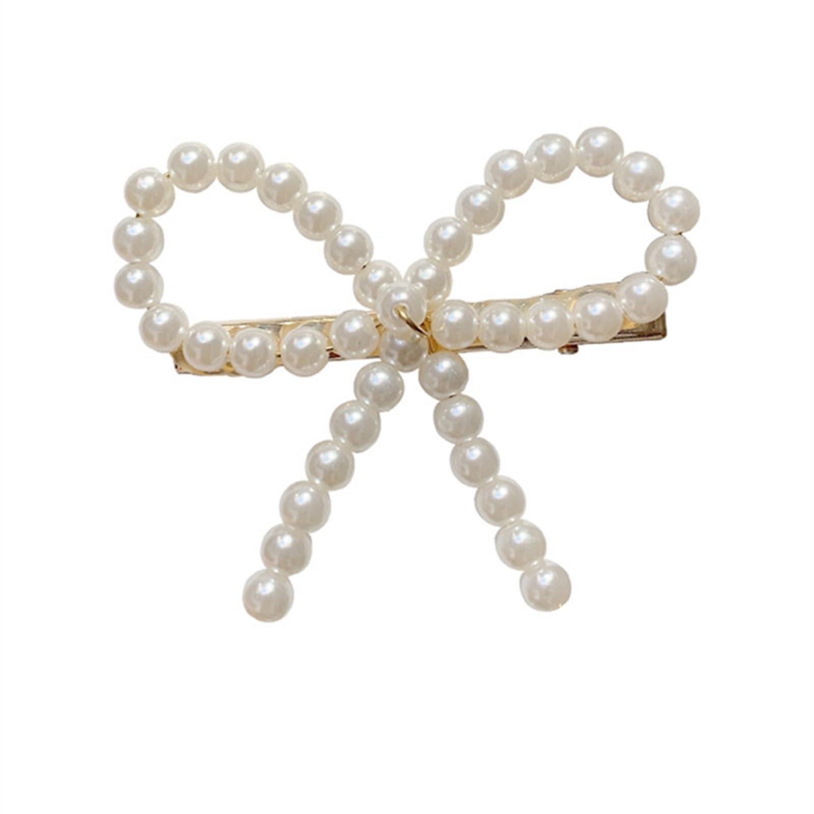 Amazon.com : Elegant Pearl Bow Hair Clip - White Barrette  display picture 1