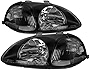 Carpartsinnovate For Honda 96-98 Civic EK EJ JDM Black Housing Headlights Driving Head Lamps