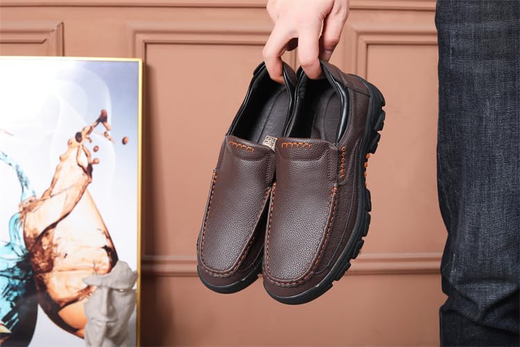 Men's Fashion Sports Casual Outdoor Walking Leather Lightweight Breathable Casual One Foot Stirrup Thick Bottom Loafers Leather Shoes4