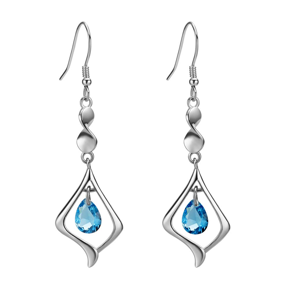 POLITENYGemstone Gold Plate 925 Sterling Silver Drop Earrings for women