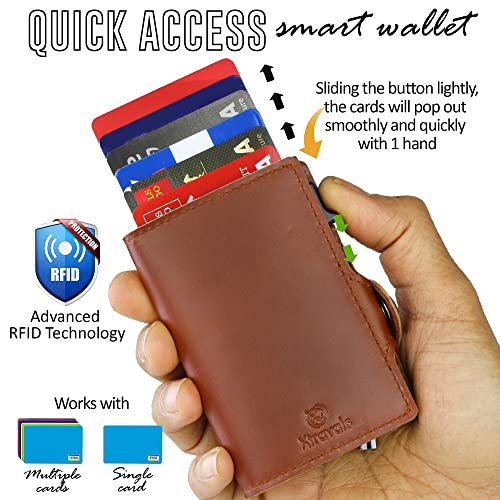 RFID Blocking Genuine Minimalist Leather Airtags Wallets for men and women With Zipper pocket with 10 Slot Credit Cards4
