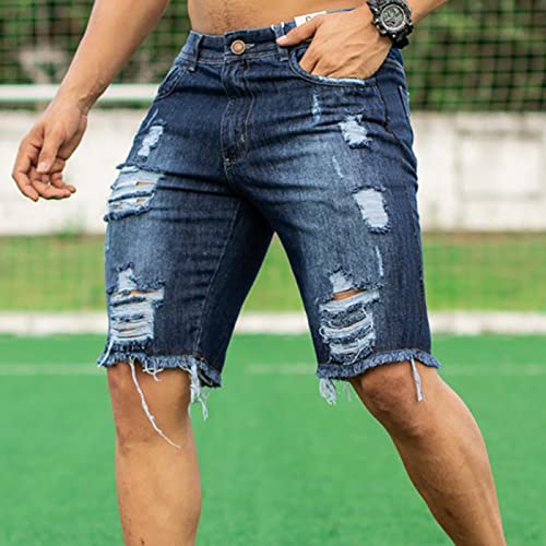 Short en jean pour homme denim usé délavé été ajusté