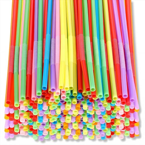 1000 pitillos flexibles de plástico coloridos 26 cm miniatura 1