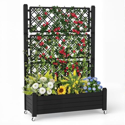 EasyUp Rolling Garden Planter Box With Trellis