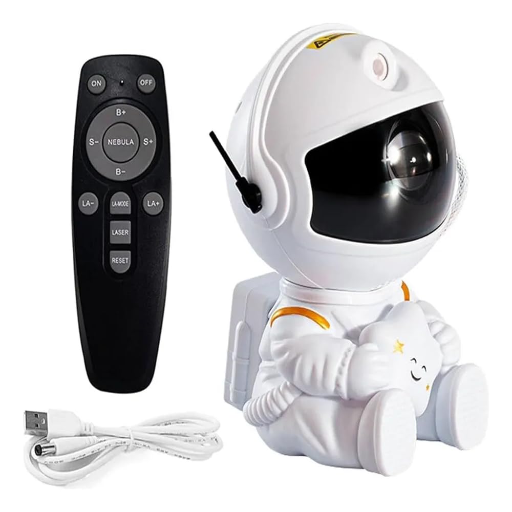 Projetor Luminária Galáxia Astronauta com Controle Remoto e Timer
