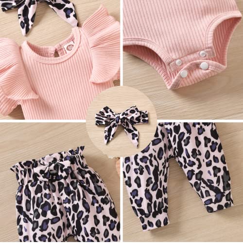 Unutiylo Preemie Newborn Baby Girls Clothes Ribbed Romper Bodysuit Pants Set Ruffle Spring Summer Outfits4