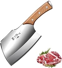 KitchConnect Premium Cleaver Knife 27.7cm – Wooden Handle Butcher Knife for Bone, Meat & Vegetable | Ideal for Kitchen, BBQ, Hotel & Commercial Use | Full Tang Sharp Blade