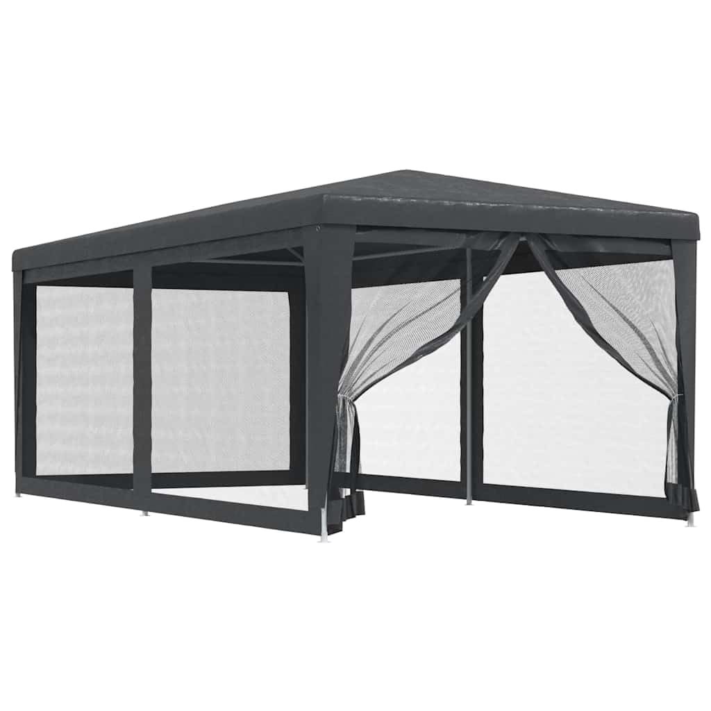 vidaXL Party Tent with 6 Mesh Sidewalls Outdoor Garden Camping Gazebo Pavilion Marquee Canopy Shelter Event Wedding Tent Anthracite 3x6 m HDPE