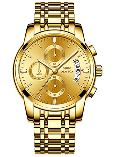 Montre de luxe pour homme en acier inoxydable finition dorée