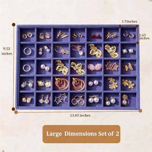 Image of Large Velvet Jewelry Tray Display Drawer Inserts 2 Pack