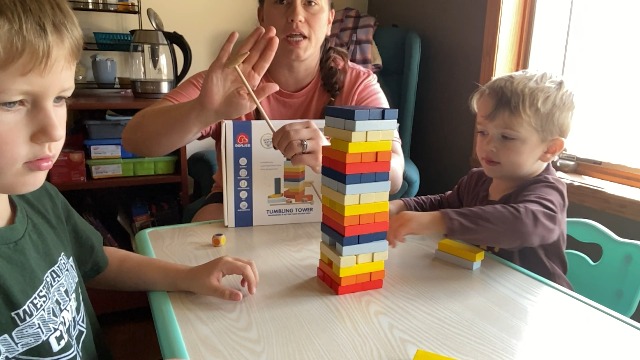tumbling tower stacking game on Amazon Live
