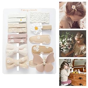 13 Pcs Hair Clips for Girls with Bows Butterfly Flower,2″ Fully Lined Alligator Clips and Barrettes,Handmade Hair Accessories for Baby Toddler Young Kids School Age Girls Gifts