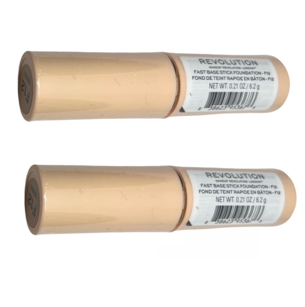 Pack of 2 Makeup Revolution Beauty Fast Base Stick Foundation, F12