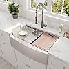 CELAENO 33-inch Farmhouse Kitchen Sink,Single Bowl Stainless Steel Workstation Kitchen Sink 18 Gauge, Deep Handmade R10 Radius All in One Kitchen Sink