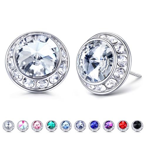 MILACOLATO Rhinestone Dance Competition Earrings Hypoallergenic Sterling Silver Post Stud Earrings 15mm Halo Crystal Stud Earrings for Dance Competitions Stage Opera Performance Wedding Bridal Earrings for Women