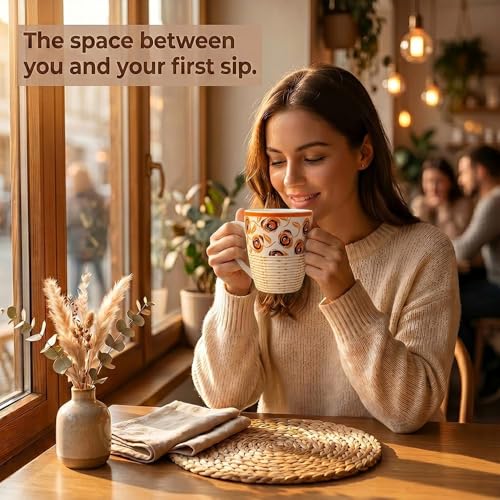 Image of U.P.C.Milk Mug Set of 2 | Ceramic & Bone China Coffee Milk Cups | Designer Printed Tea Coffee Mug Set | Large Capacity Milk Mugs | Microwave Safe Cup Set | Kitchen Drinkware Gift Set (UPC MM-A08)