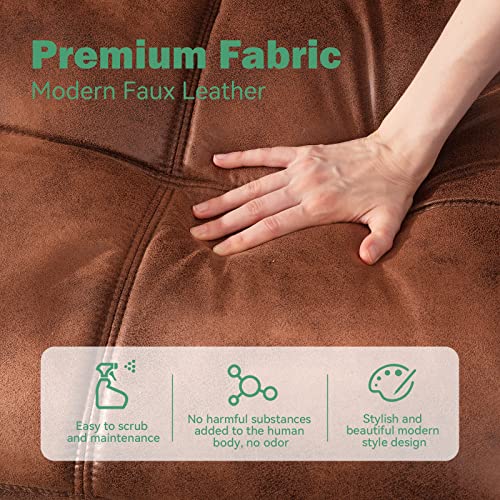 Vyfipt Futon Sofa Bed/Couch, Memory Foam Small Splitback Sofa For Living Room,Modern Loveseat With Covertible Armrests,71" L,Faux Leather/3" Cushion Thicker Version/Brown #TOP2