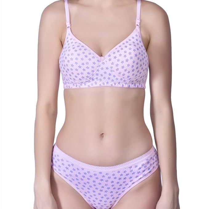 Image of Women Cotton Honeymoon Balconette Lightly Padded Bra Panty Set Women Everyday Lingerie Set Push up Bra Panty Set Panty Bra Set for Women