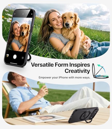 Image of for iPhone Air Case, Compatible with MagSafe, Slim Shockproof Military-Grade Rugged Protective Case with Stand, Camera Control, Comfort Grip (A-Black, iPhone Air)