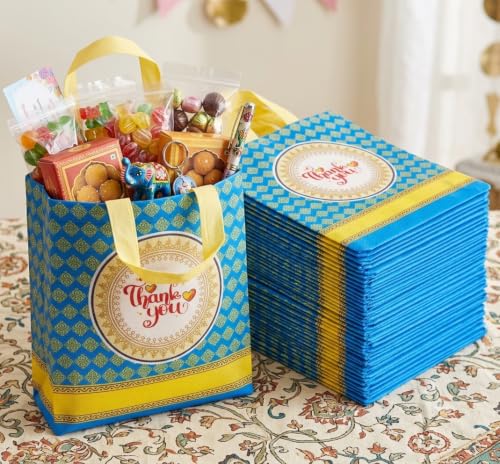 Image of Return gift bag (Thank you Bags) / Birthday Party Return Bag /Wedding Gift Bag (Thamboolam bags) - Medium size (9x11) - (Blue, Pack of 20 bags)