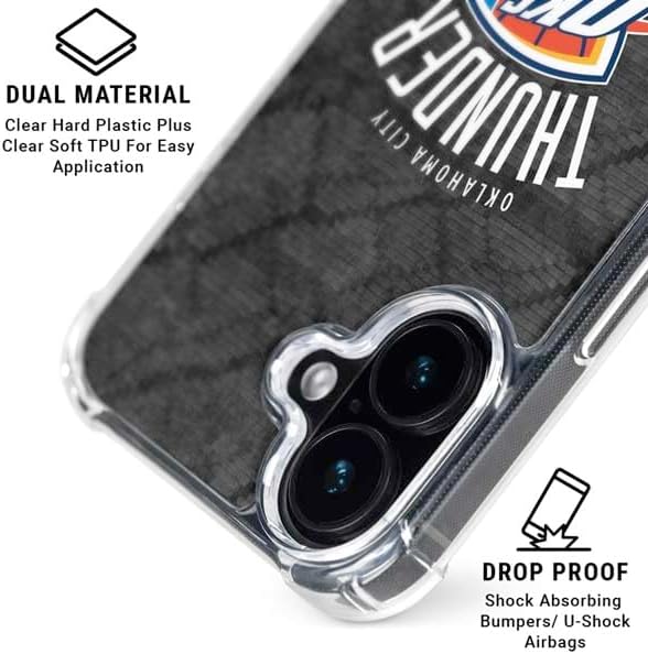 Skinit Clear Phone Case Compatible with iPhone 16 - Officially Licensed NBA Oklahoma City Thunder Dark Rust Design