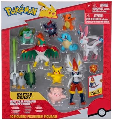 Pokemon Battle Figure 10 Pack - One 4.5-Inch Cinderace Figure Plus Three 3-Inch and Six 2-Inch Battle Figures Including Pikachu (Amazon Exclusive)