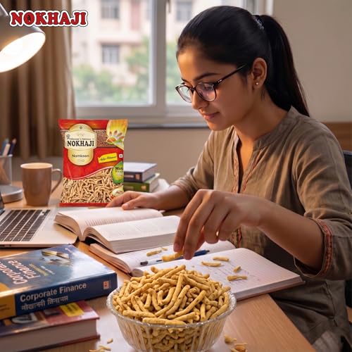 Image of Mota Bhujia Handmade | Made with Moth Dal(Pure 100%) | Spicy & Crunchy Snack | Made in No-Palm Oil | Traditional Indian Taste|Bikaneri Famous Thick Sev | Gathiya Style Namkeen |Khokha Bhujia Rough Desi Bikaneri Traditional Kara Omapodi 400gm (Pack of - 4 )