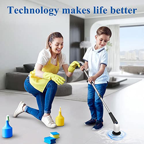 Electric Spin Scrubber, Losuy Shower Scrubber With Led Screen, Power Shower Scrubber For Bathroom, Kitchen, Floor, Tile, Tub With 12-45 In Adjustable Extension Arm And 8 Replaceable Drill Brush Heads #TOP5