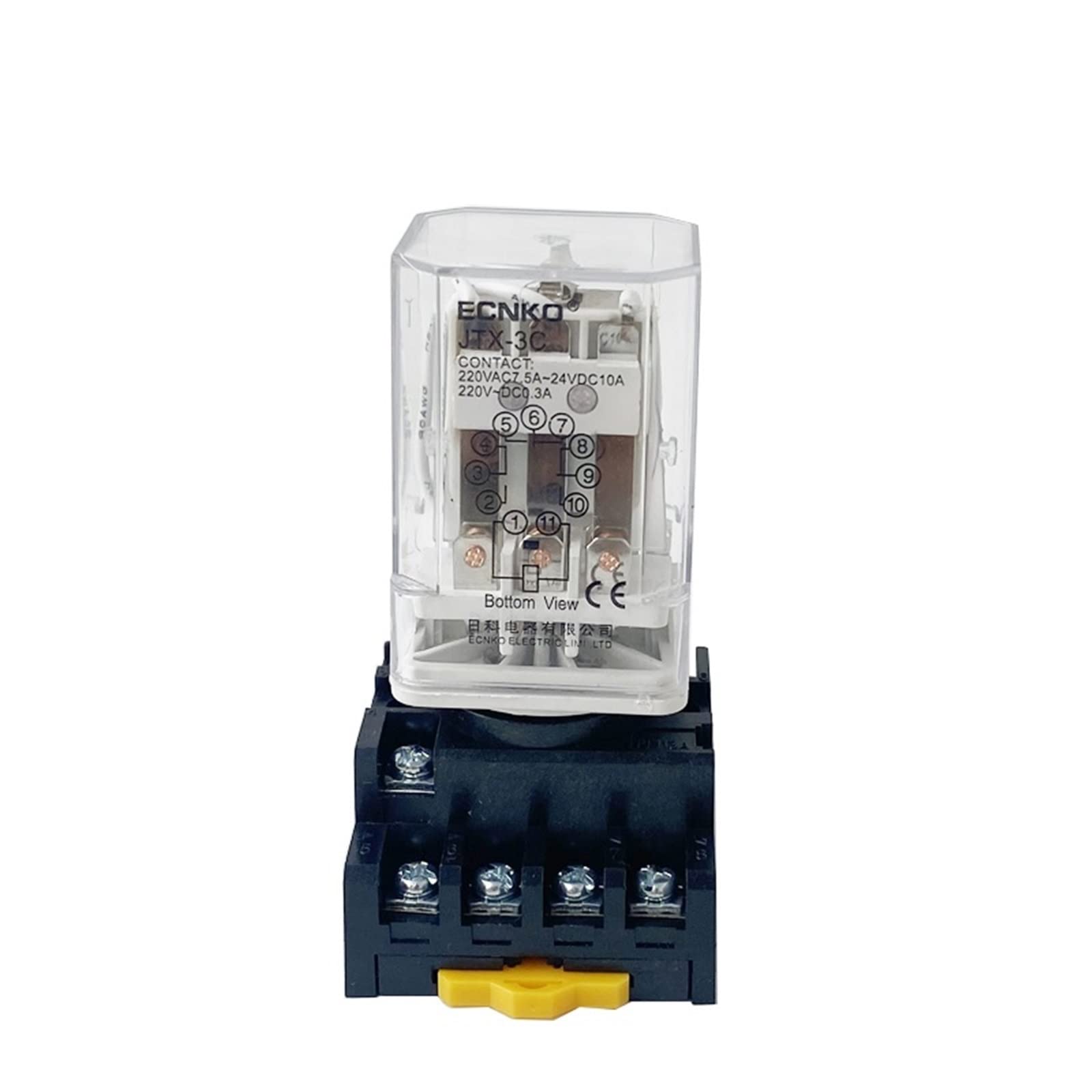 Relè elettromagnetico JTX-3C Montato su Guida DIN JTX-3Z AC 220V 110V 380V DC 24V Alimentazione elettrica 11 Pin con Base for Zoccolo relè(AC220V)