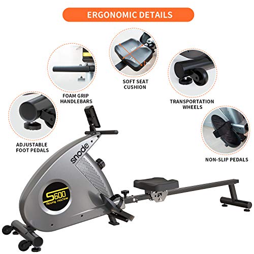 image for SNODE Bluetooth Magnetic Rowing Machine Rower with Bluetooth Heart Rat