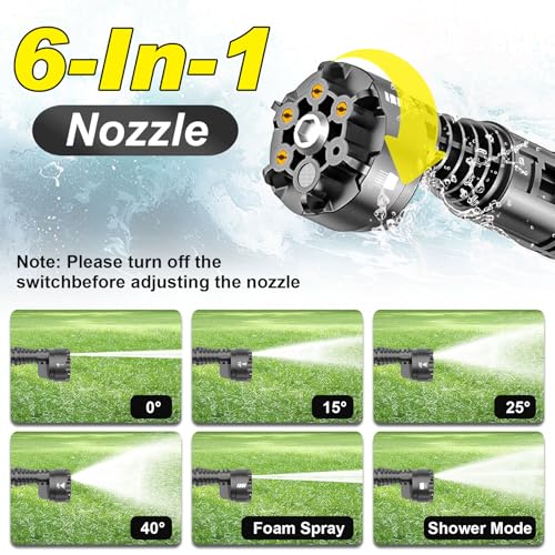 Image of Cordless Portable Washer, Brushless Motor, 4 Speed Modes, 6-in-1 Swivel Nozzle, 2 x 4.0 Ah Batteries, 5 m Hose, Lightweight Handheld Car Washer for Home, Garden
