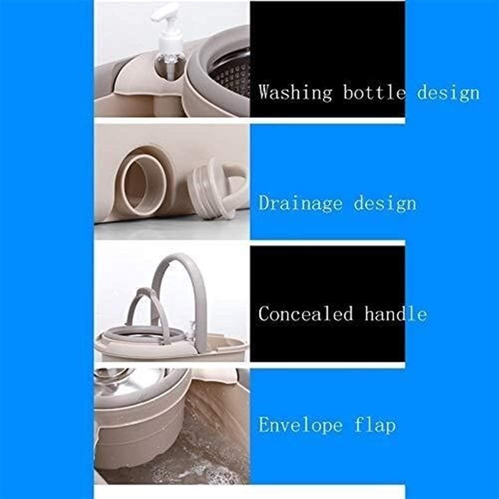 Mop Set mocio e Secchio in Microfibra con Manico Allungato Cestello drenaggio in Acciaio Inossidabile con 3 testine in Microfibra Pulizia dei Pavimenti