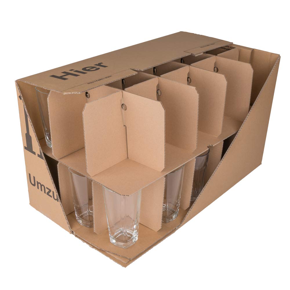 BB-Verpackungen 5x Gläserkartons Umzugskartons 2-wellig 15-30 Fächer (5 Stück) | stabil, stapelbar, bruchsicher & bis 40kg Tragkraft