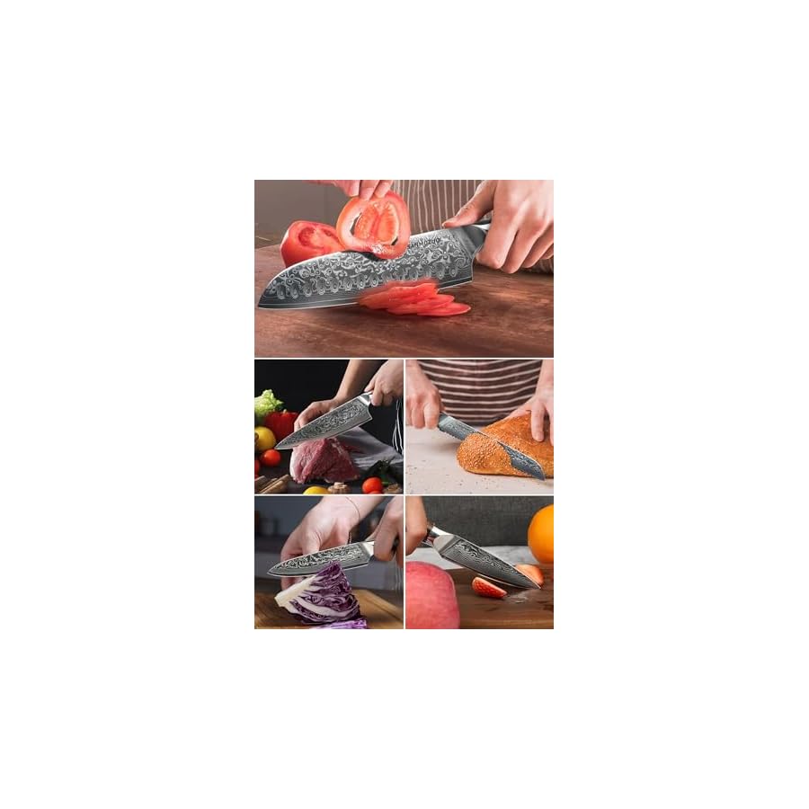 Chef-Cooking-Knives-Set-Kitchen-Knife-Set-of-5-Piece-Ultra-Sharp-VG10-Damascus-Steel-Resin-Handle-Xuan-Series-Fantasy-Orange SANMUZUO Chef Cooking Knives Set- Kitchen Knife Set of 5 Piece - Ultra-Sharp VG10 Damascus Steel & Resin Handle - Xuan Series (Fantasy Orange)