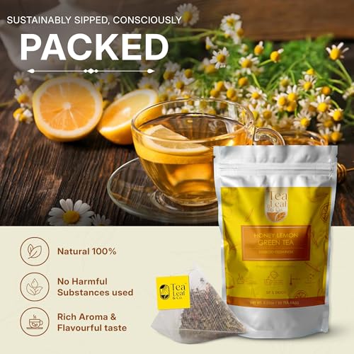 Image of Honey Lemon Green Tea Bags (50 Count), Chamomile, Lemon & Honey Extract, Caffeinated, Real Green Tea, Blended Herbs & Spices, Gluten Free