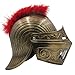 LOOYAR Medieval Knight Soldier Warrior Costume Helmet Hat Sallet with Red Plume and Folding Face Mask for Battle Play Halloween Cosplay LARP