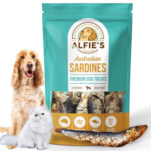 ALFIE'S TREATOS Sardines for Dogs & Cats (2.65 oz), Air-Dried Fish Dog Treats, Omega-3 Food Topper, Single Ingredient, Australian Wild-Caught, Freeze-Dried Alternative