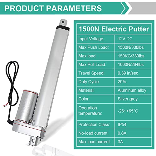 Eco-Worthy AM-TGF12V300-T-1 Heavy Duty 330Lbs/1500N Solar Tracker Linear Actuator Multi-Functions With Mounting Brackets (12V, 12") Ip54 Waterproof 300Mm Stroke Linear Motion Actuator thumb #4