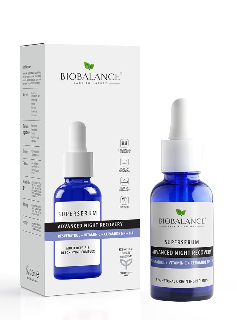 Super Serum Advanced Night Recovery | Enriched with Resveratrol, Vitamin C, Ceramide NP and HA | Multi Repair and Detoxifying Complex | 30ml