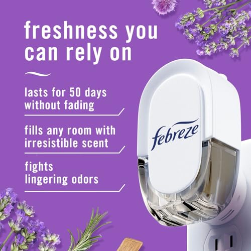 Image of Febreze Plug in Air Freshener, Odor-Fighting Scented Oil Refill, Twilight Lavender and Downy April Fresh Scents, 4 Refills