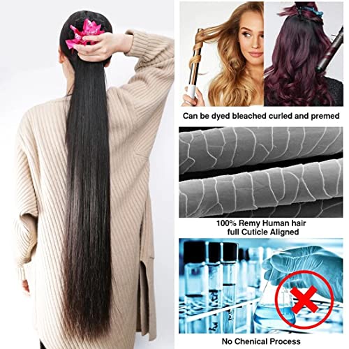 Straight Bundles Human Hair 22 24 26 Inch 9A Grade Straight Human Hair Bundles 100% Unprocessed Brazilian Virgin Remy Hair Straight Human Hair Bundles Hair Extensions Natural Color #TOP4
