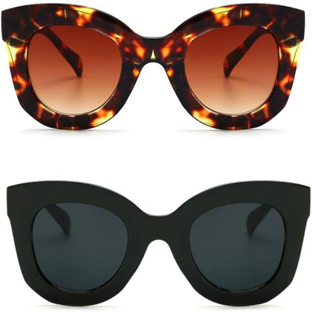 Thick Fashion Butterfly Sunglasses for Women Trendy Round Cat Eye Sun Glasses