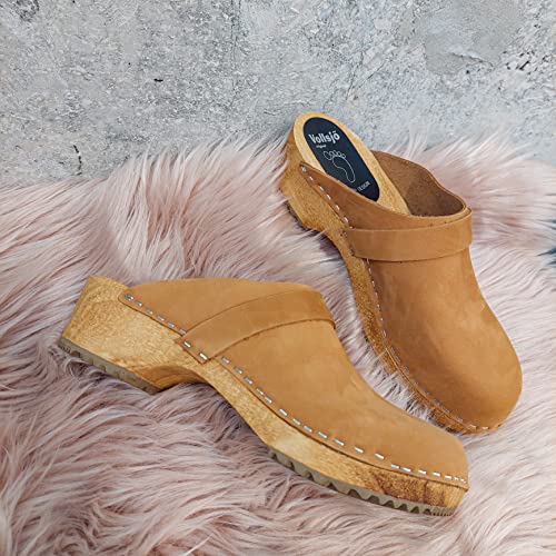 Vollsjö Men Clogs Made Of Wood And Leather/Suede, Slippers Wooden Shoes For Gentlemen, Comfortable House Footwear Wooden Mules, Casual Shoes, Home Slippers, Made In The Eu, 10, Suede - Dark Brown #TOP4