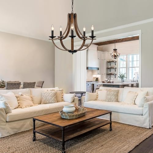 D24-Farmhouse-Chandelier-5-Light-Adjustable-Rustic-Chandelier-for-Dining-Room-for-Living-Room-Kitchen-Foyer-Bedroom-and-Entryway-Faux-Walnut-Candle-Chandeliers