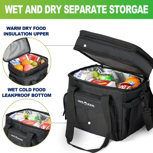 Image of INSMEER Insulated Lunch Bag | Leakproof Lunch Bags for Office Travel Picnic | Tiffin Storage Bag for Men Women, Black