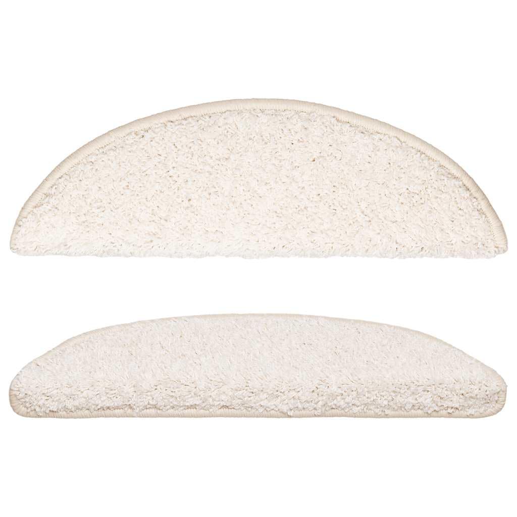 vidaXL Tapis d'escalier 15 pièces 56 x 17 x 3 cm Blanc Demi-Rond