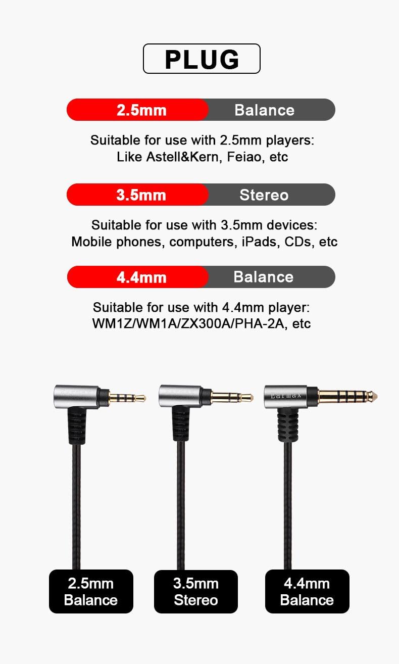 Amazon | Earmax 4.4mm 3.5mm 2.5mm - 2ピン 6N OCCバランスケーブル 4