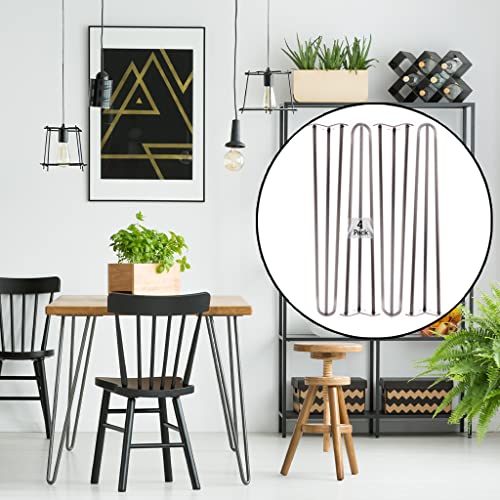 Industrial By Design 28” Table Legs - Heavy Duty Desk Legs, Hairpin Legs, Furniture Legs - DIY Kitchen Table, Metal Table Legs, Nightstand, Bench Legs, Dinning Table Legs- Set of 4 (Raw Steel)